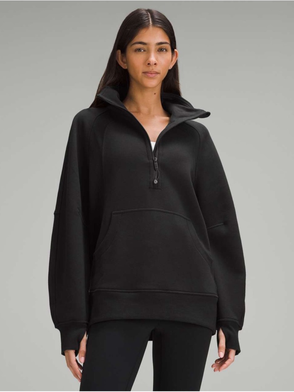 EUC Lululemon Scuba Oversized Funnel-Neck Half Zip *Long in Black size XL/XXL